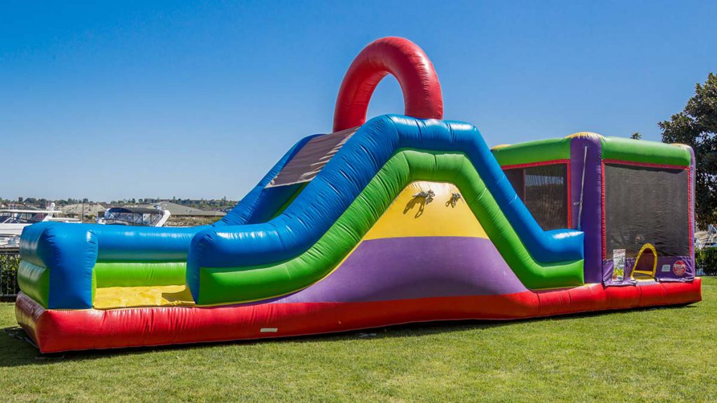 The 3-in-1 inflatable is the best of all worlds! Kids can climb, bounce and slide through this wonderful attraction at your school carnival, company picnic or special event.