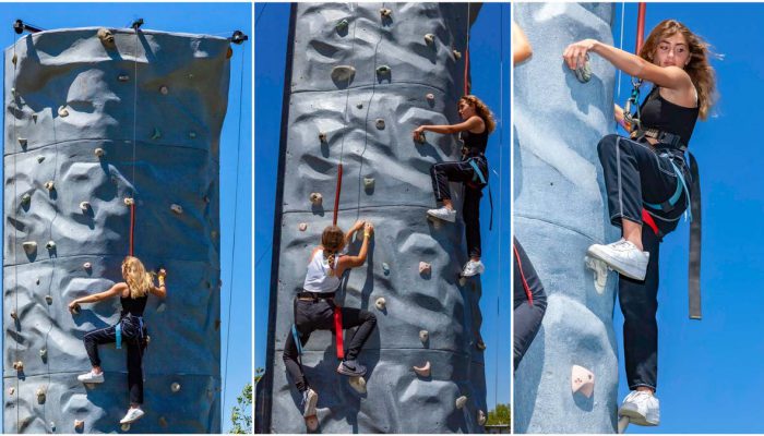 Experience the thrill of a challenging mountain climb at your special event with our Rock Climbing Wall. James Event Productions staff wil securely harness you for an experience that is both fun and safe.
