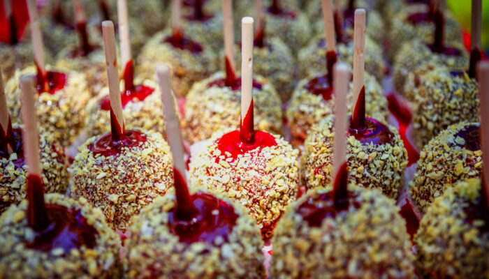 Candied apples waiting to create fun at a James Event Productions party.
